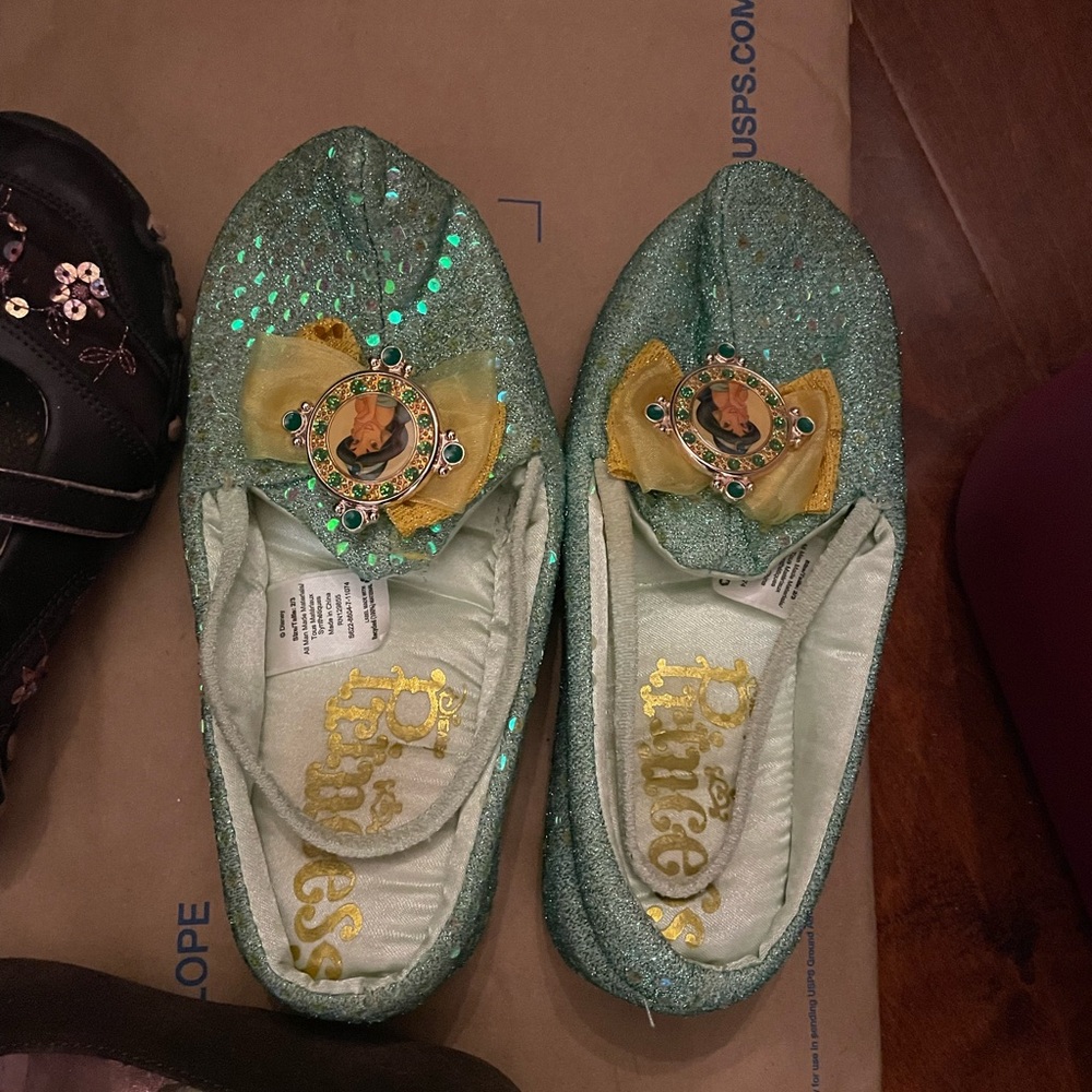 Disney Princess Jasmine Green and Yellow Kids Slippers
